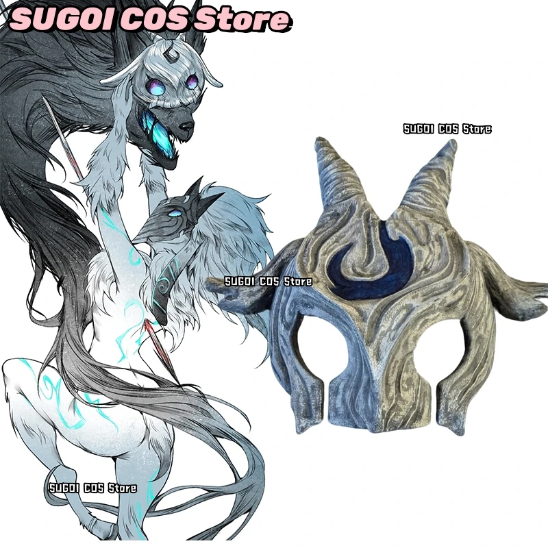

Game Lol Kindred Lamb Cosplay Horror Furry Furrsuit 3D Polylactic Acid Mask Props Accessories 코스프레 Halloween Stage Performance