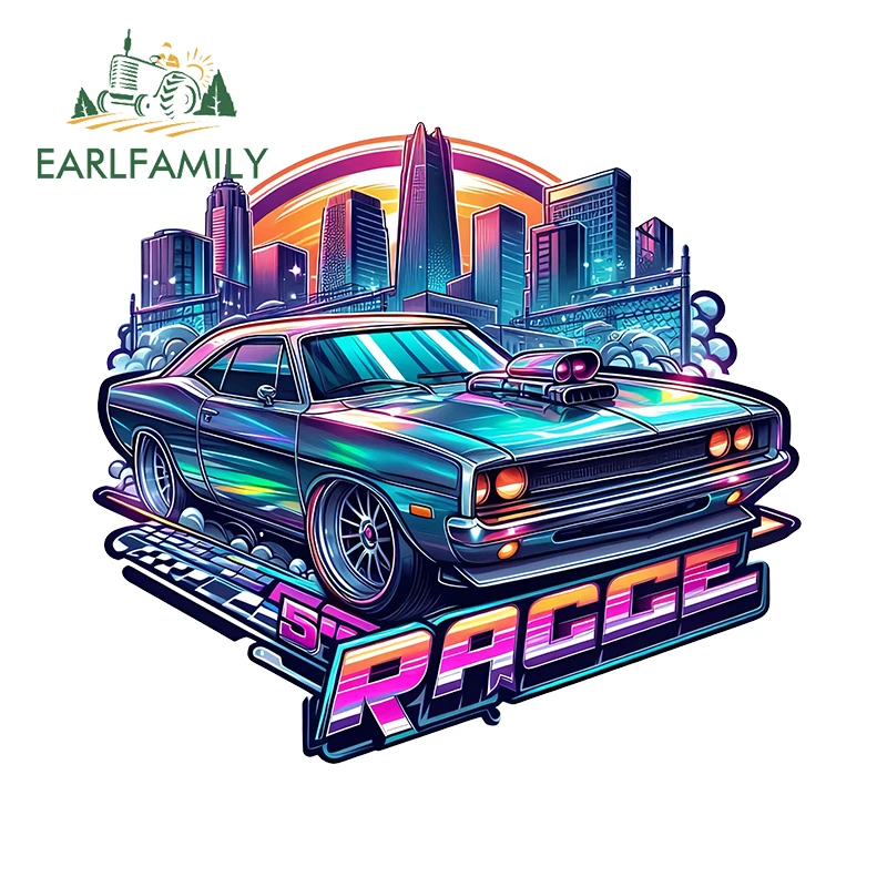 EARLFAMILY Futuristic Style Graffiti Car Stickers Attractive Game Room Murals Decals Sunscreen Waterproof Vinyl Car Accesorios