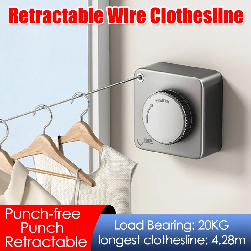 

Retractable Clotheslines Laundry Hanger Clothes Dryer Organizer Stainless Steel Wire Clothesline Telescopic Wire Rope Rack