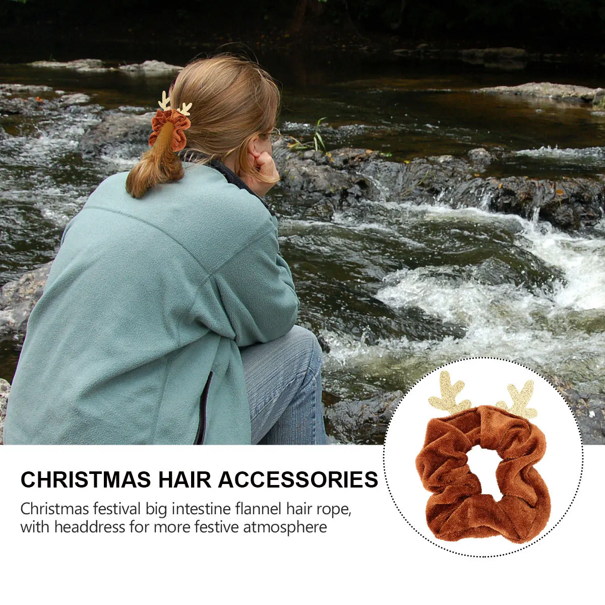

1Pcs Cloth Hair Ropes Antler Design Christmas Hair Ties Simple Beautiful Stylish Durable Gift for Her Antler Hairband