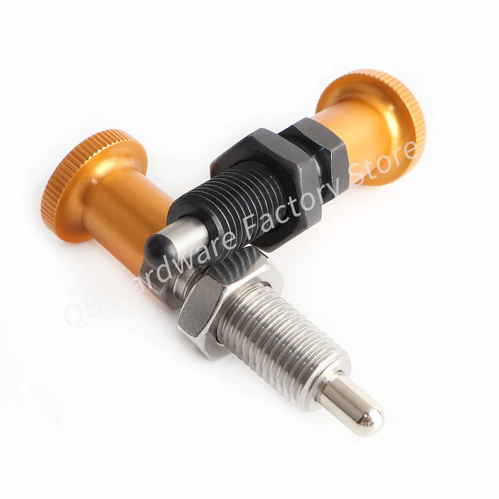 1Pc Thread M8-M16 QB212 Quick Release Pin Bolt Ball Head Quick Lock Pin Plug with Gold Knob Handle Pull Stainless Steel PIN