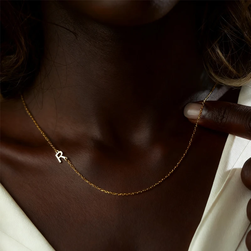 

Customized Sideways Initial Letter Necklace for Women Stainless Steel Personalized Custom Name Pendant Christmas Jewelry Gift