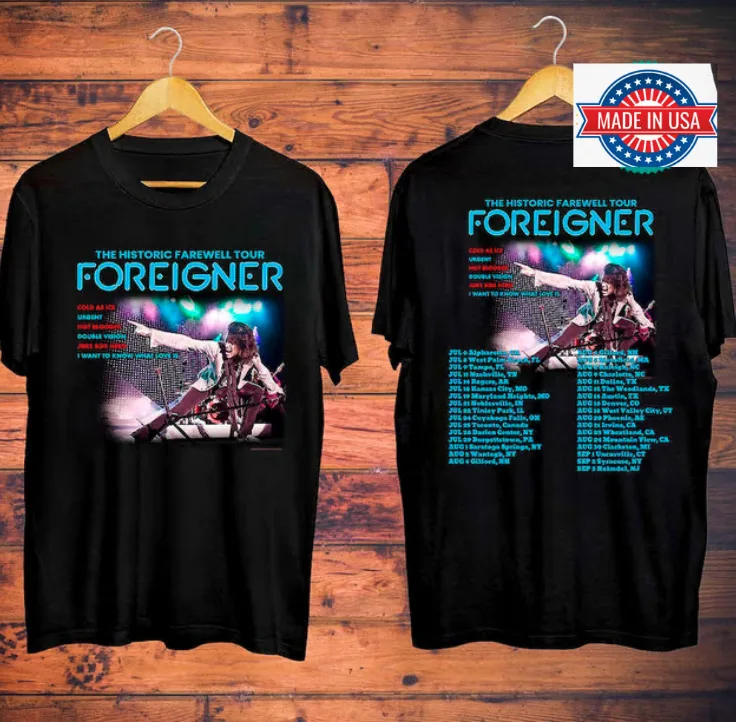 Foreigner 2023 Tour Farewell Histroric T-Shirt Concert Hot Band Music Rock Fan