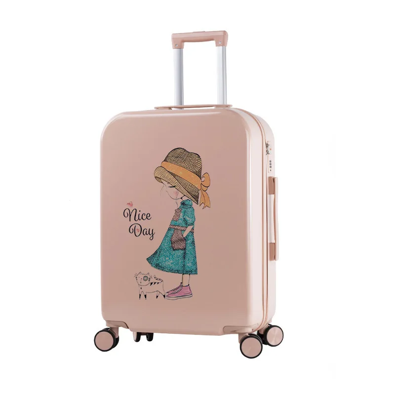 Luggage Case 24 Inch Cartoon Printed Trolley Case, Cute and Lightweight Travel Case Male  Carry on Luggage with Wheels