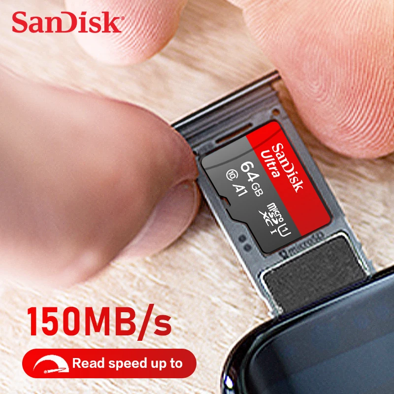 بطاقة ذاكرة SanDisk Ultra microSD Flash TF أصلية C10 A1 بطاقة ذاكرة 256 جيجابايت 128 جيجابايت 64 جيجابايت 32 جيجابايت بطاقة مايكرو SD للهاتف اللوحي وأجهزة الكمبيوتر المحمولة