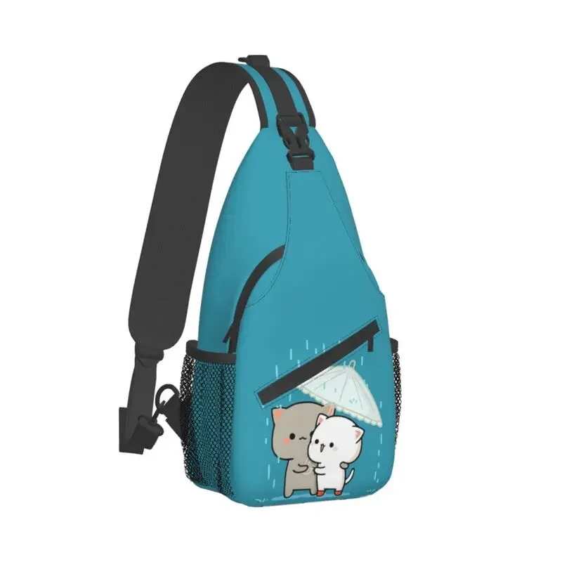 Casual Mochi Cat Peach And Goma Sling Bags for Cycling Camping Men Crossbody Chest Backpack Shoulder Daypack