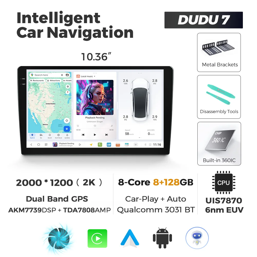 MEKEDE DUDU7 9.5 "10.36" 2K Scherm Android 13 Autoradio Multimedia Speler Carplay Dual GPS DTS Voor Benz BMW VW SEAT Toyota Fiat