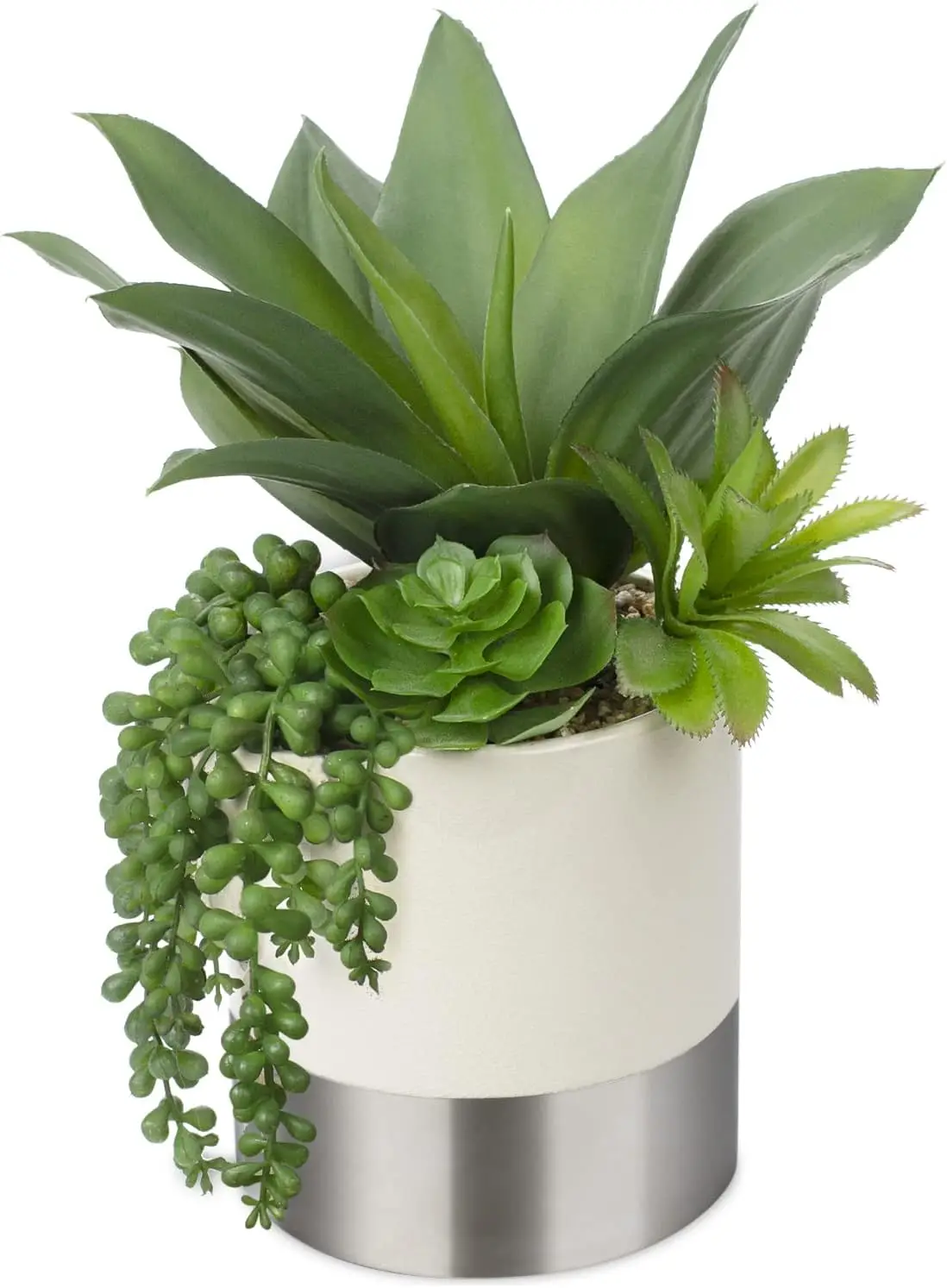 

Large Artificial Succulents Plants 12" Faux Succulent in Silver Ceramic Pot for Desk Home Living Room Office Table Shelf Decor