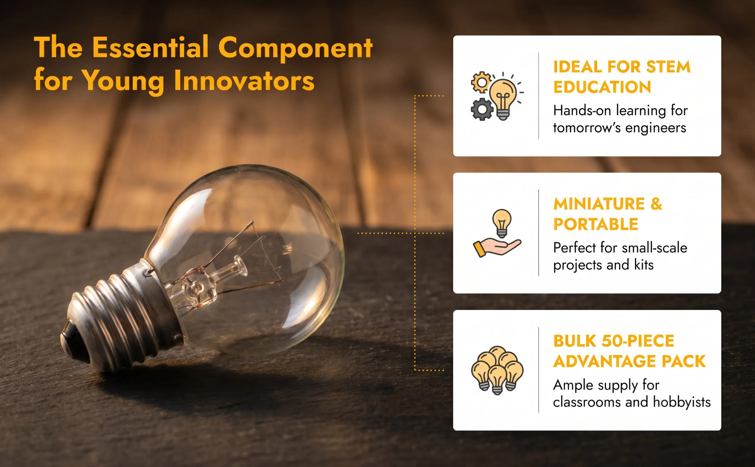 50Pcs DIY Teaching Experiment Bulbs 1.5V Mini Light Bulbs Lightweight Portable for Classroom Electricity Labs Student Projects