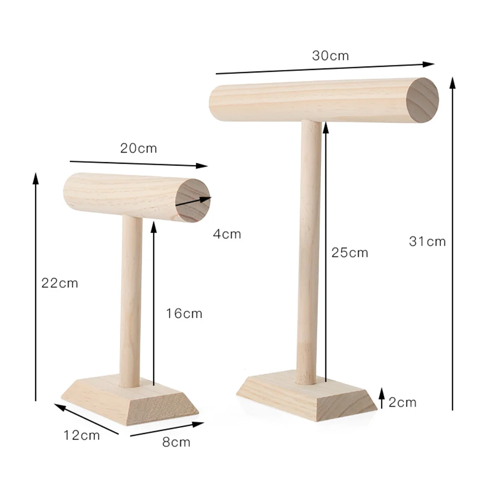 Wooden Jewelry Display Rack T-Bar Bracelets Holder Necklace Stand Organizer Bangle Rack Trade Show Use Necklace Holder