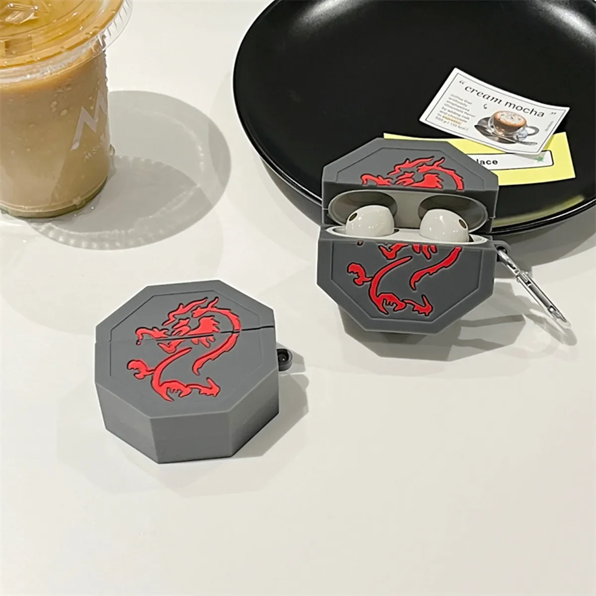 Etui na Sony WF-1000XM5 Cute Cartoon Cool smok talizman Jackie Chan przygody silikonowe etui ochronne z hakiem