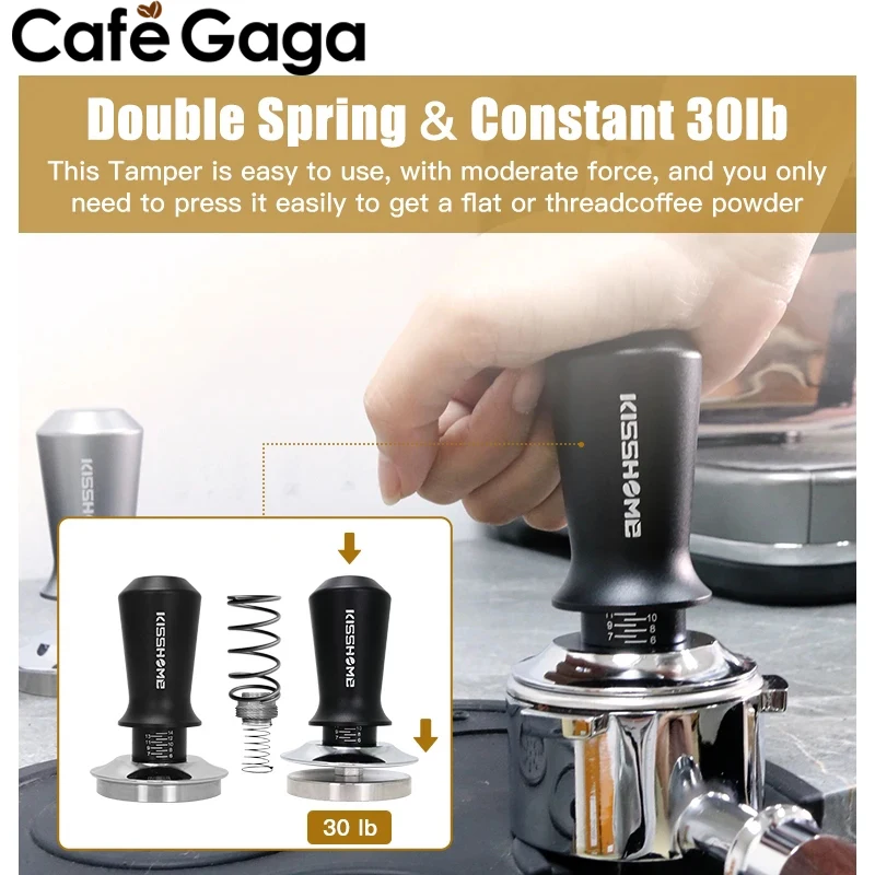 Coffee Tamper Constant Pressure Calibrated 30Lbs Double Spring Loaded 51mm 53.3mm 58.5mm Stainless Steel Espresso Accessories ﻿