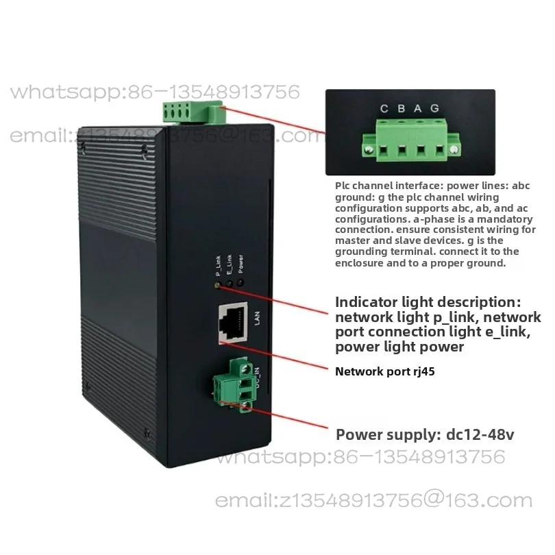 Gigabit industrial power carrier module, network port power cat AGV/RGV/ROV video transmission carrier