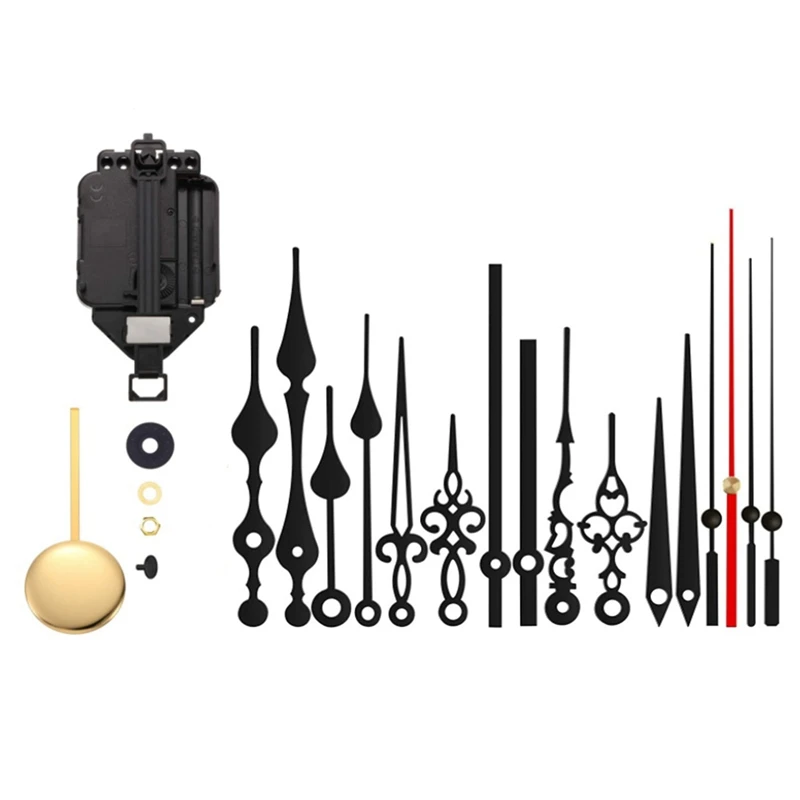 ●DIY Wall Clock Pendulum Movement Mechanism with 6 Pairs Hands Quartz Repair Shaft for Craft Frameless Clock Replacement