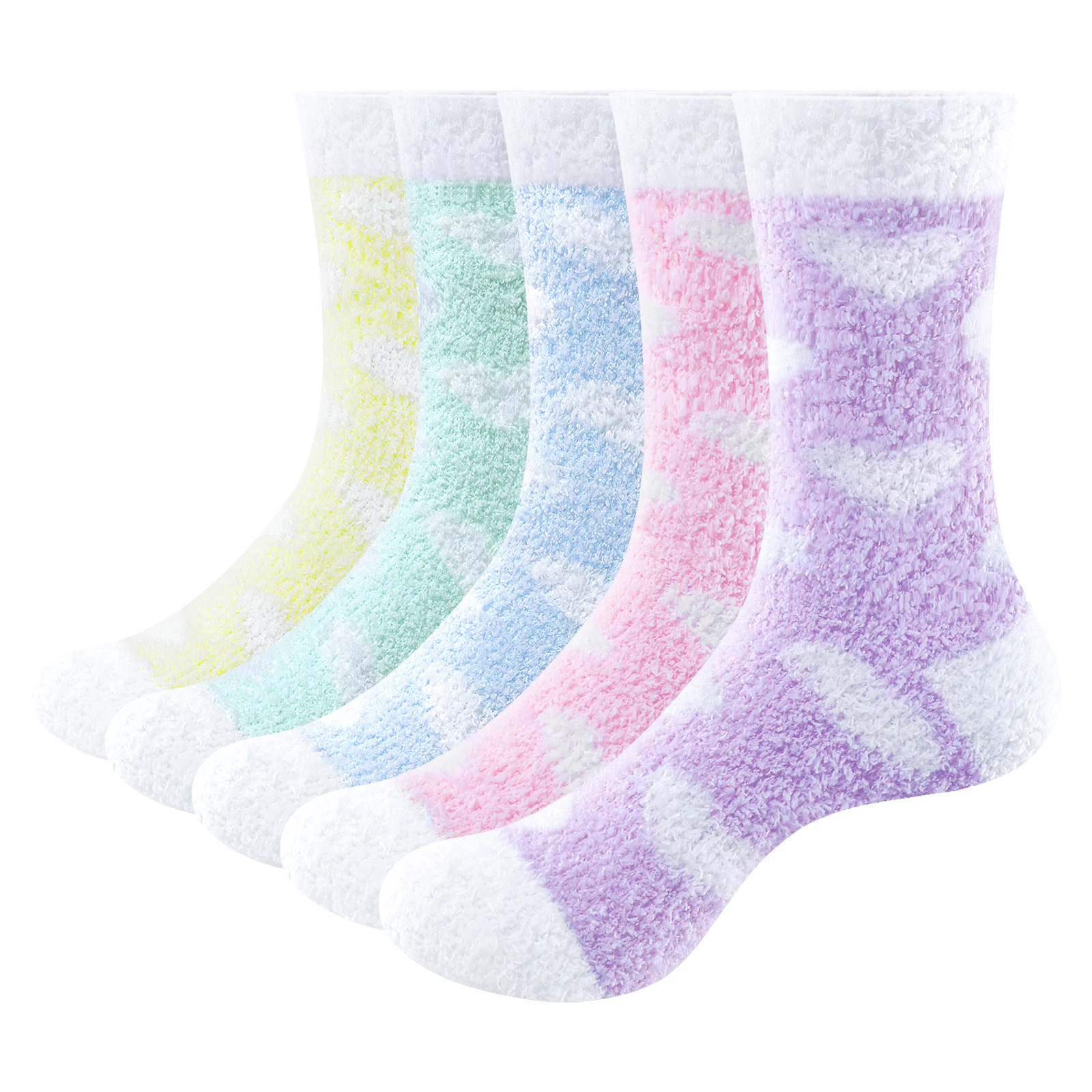 

YUEDGE, 5 пар женских зимних теплых вязаных носков, высокая эластичность, износостойкие домашние удобные высокие хлопковые носки для отдыха