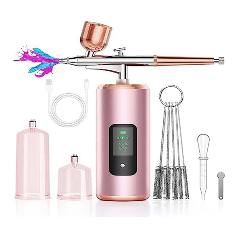 Airbrush Kit With Compressor, Cordless Airbrush Set With LED Display, 36 PSI High Pressure Portable Airbrush For Tattoo