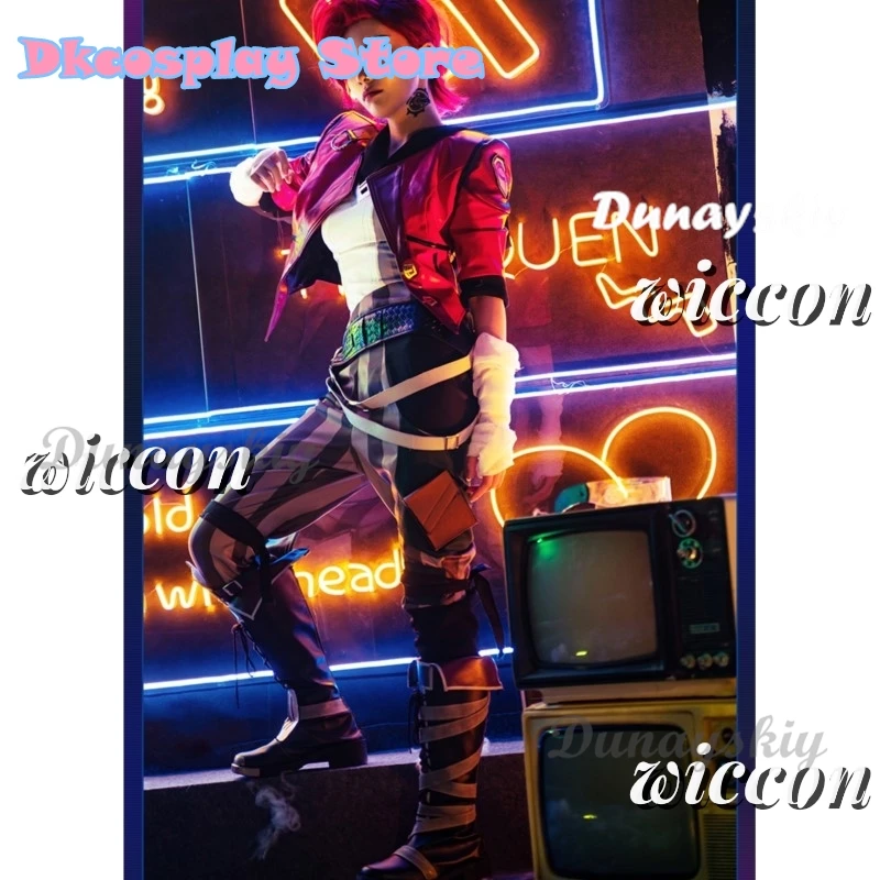 Vi Acrane Cosplay LOL Costume Game Arcane Vi Cosplay Wig Outfits Halloween Carnival Suit Custom Made Halloween Costume