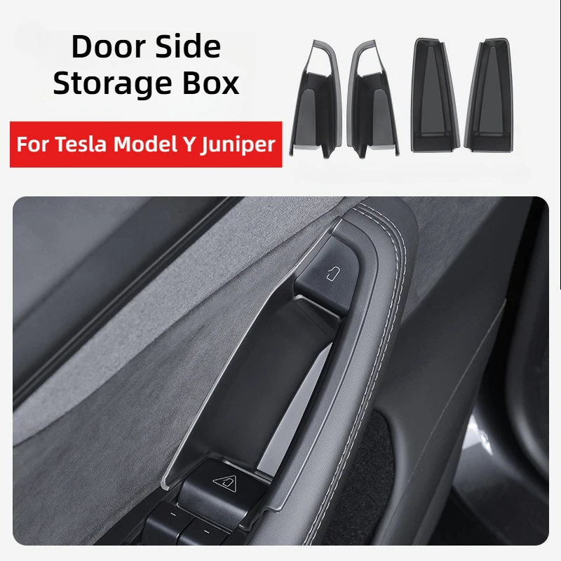 

For Tesla Model Y Juniper 2025 ABS Door Side Storage Box Handle Pocket Armrest Passenger Storage Tray Container Car Accessories