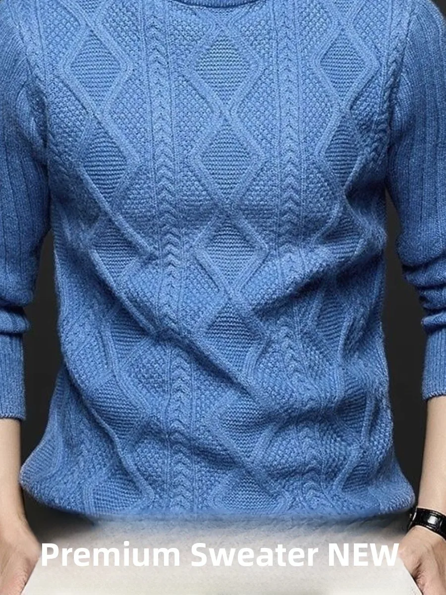 

Мужской вязаный свитер премиум-класса с высоким воротником, утепленный, модный, теплый, базовый слой, новинка зимы, шерстяной свитер