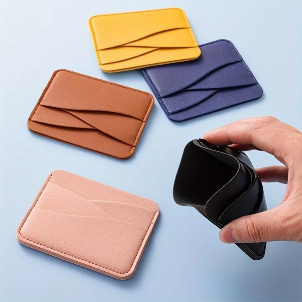 Simple Solid Color Mini Card Holder Multi-functional Pu Leather Bank Card Case Ultra-thin Slim Credit Card Holder Student