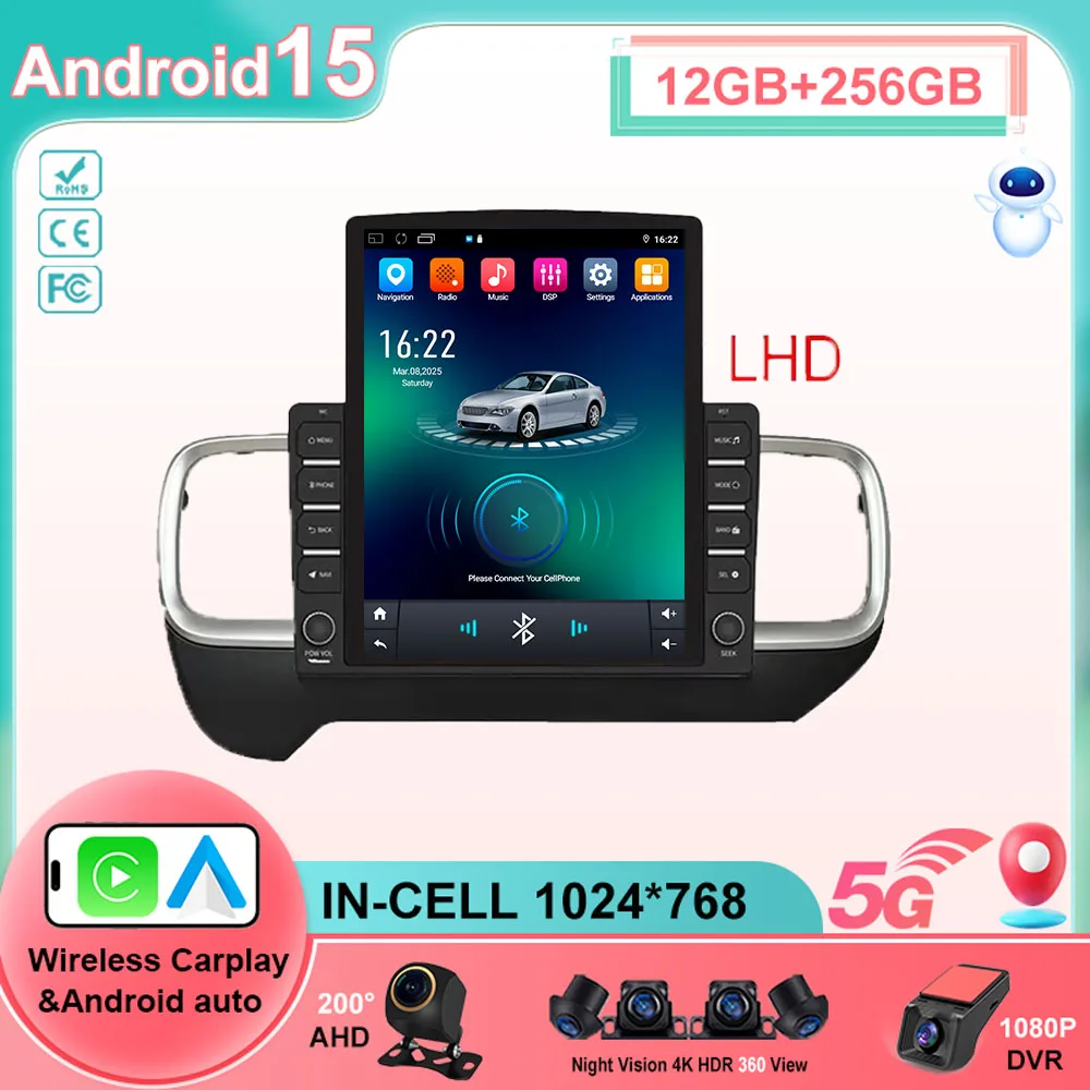 Autoradio Universal Android 15 de 9,7 pulgadas, Autoradio android 2 Din para Hyundai Venue 2019 2022, con GPS Central Multimedia inteligente