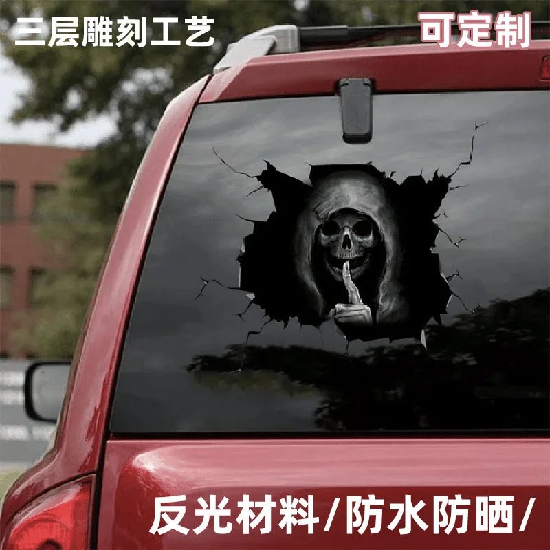 Halloween horror skull car body window decal ghost head rear window sticker glass demon scratch proof cool