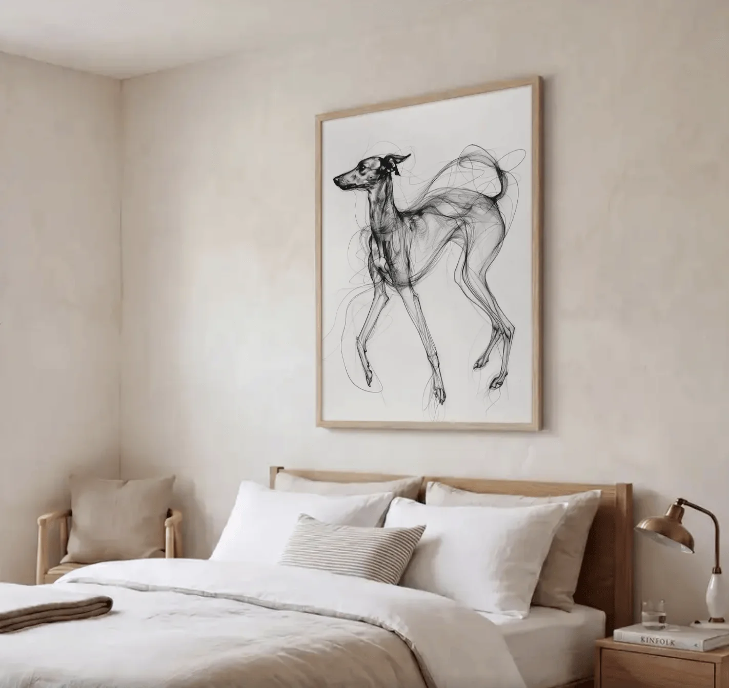 Line Art Greyhound Wall Art Canvas Prints, Abstract Whippet Posters, Minimalist Decor for Living Room Bedroom Gallery Wall Decor