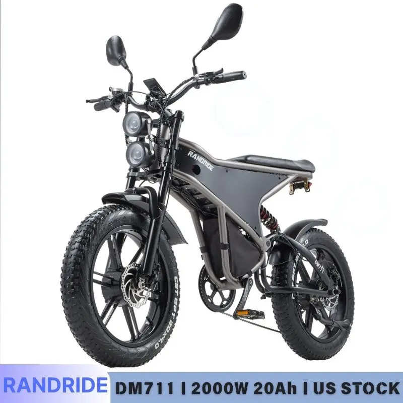 

DM711 2000 Вт Двойной мотор RANDRIDE DM711 Внедорожный электронный велосипед 20x4,0 дюймов Fat Tires 48 В 20 Ач Аккумулятор Электрический велосипед Готовый склад в США