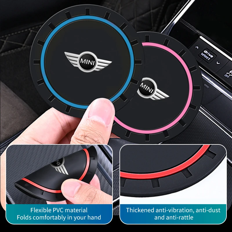 Car Coaster Gasket  Water Cup Holder Pad Interior Decorative For MINI Cooper R53 R52 R50 One JCW Clubman Countryman WORKS