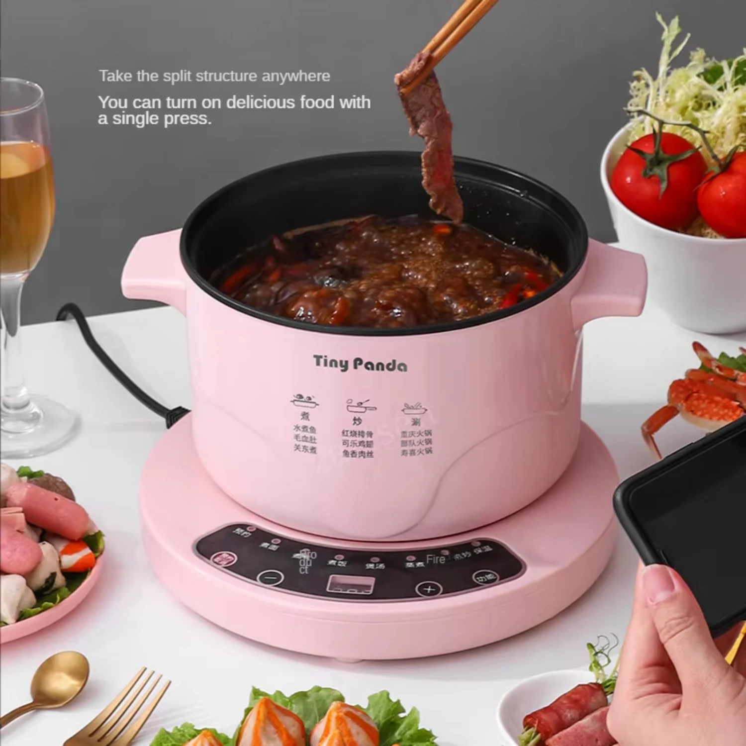 2.6L  Multi Cookers Heating Pan Stew Household Cooking Pot Hotpot Noodles Eggs Soup Steamer Rice Cooker Stove