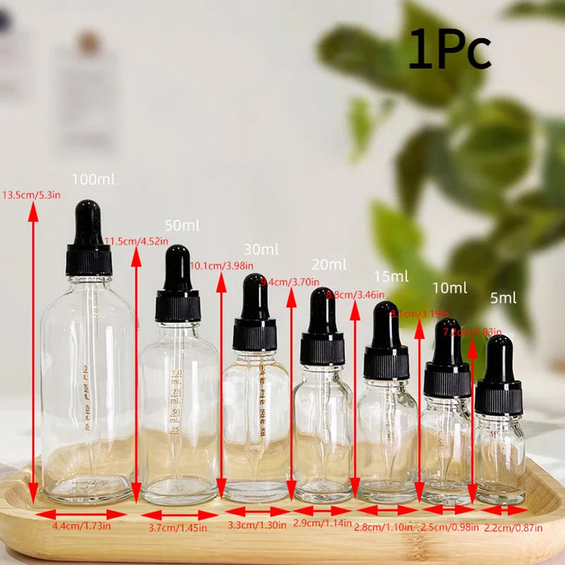 1Pc Dropper Bottles With Scale Reagent Eye Drop Transparent Glass Aromatherapy Liquid Pipette Bottle Refillable Bottles Travel‘