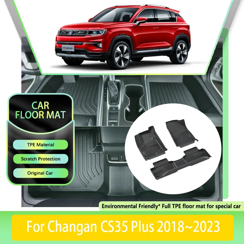 

Автомобильные коврики из ТПЭ для Changan CS35 Plus 2018 2019 2020 ~ 2023, водонепроницаемый кожаный коврик, LHD коврик для ног, коврик, ковер, автомобильные аксессуары