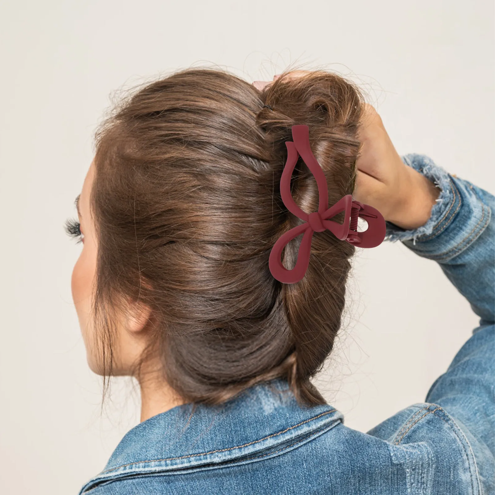

6pcs Bow Claw Clip Butterfly Knot Accessories For Women Large Claw Thick Jaw Clips For Straight Curly Hair Decorative Hair Clips