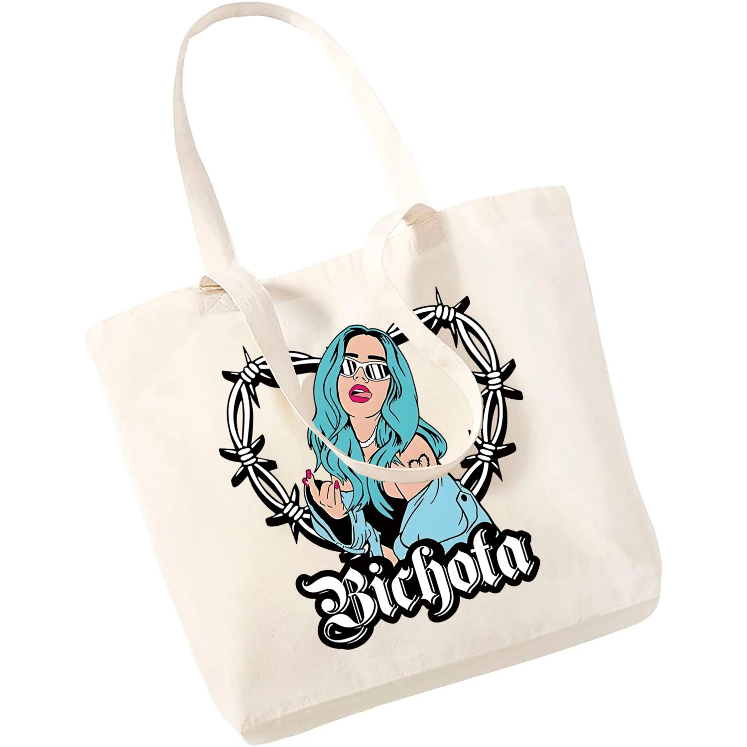 Karol G Bichota-Bolso de lona con estampado Simple para chica, bolsa de mano de cantante de música, Manana, bonita, informal