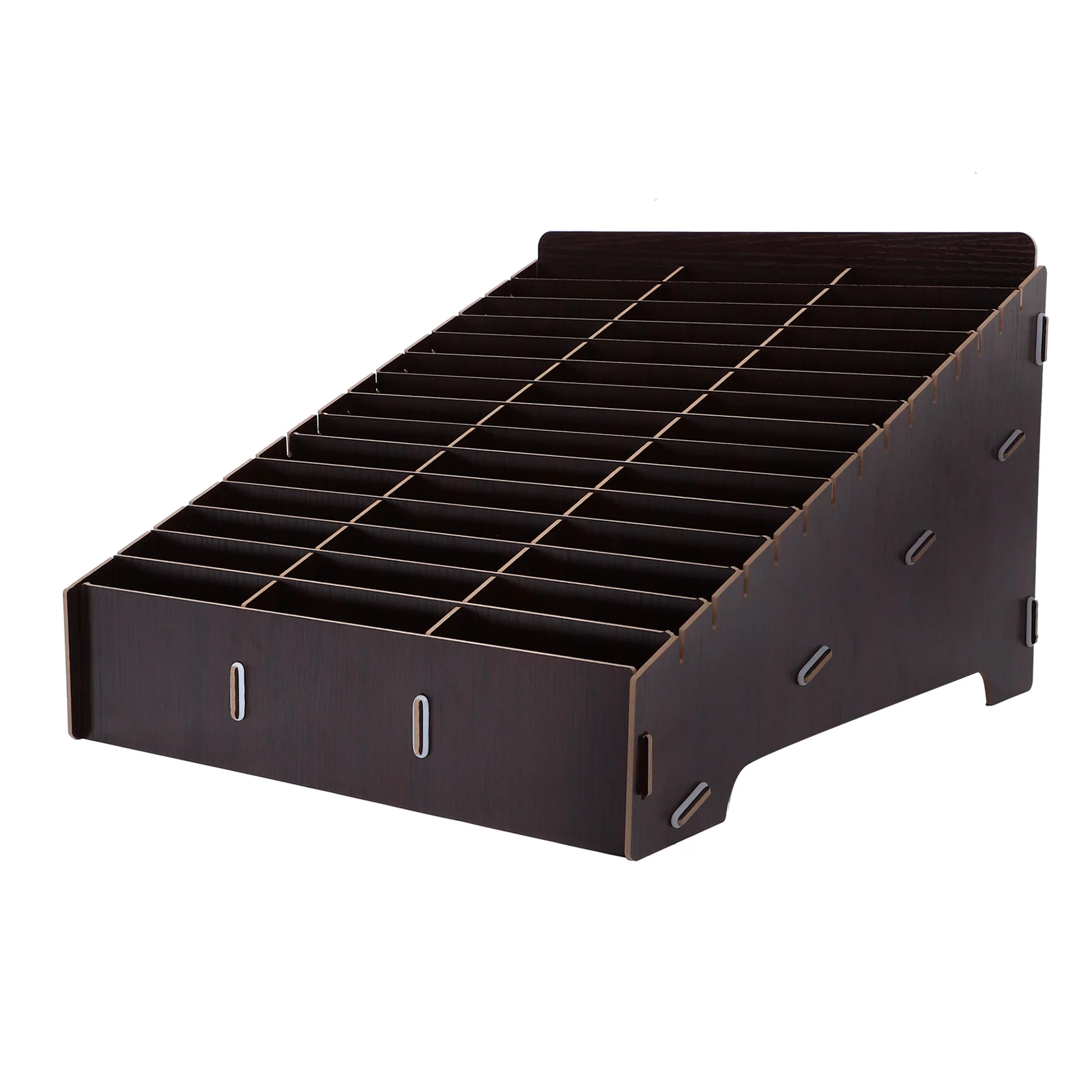 

Wooden Cell Phone Storage Box Walnut Color Multi-Grid Design 45 Slots Desk Phone Organizer Storage Rack for Classroom