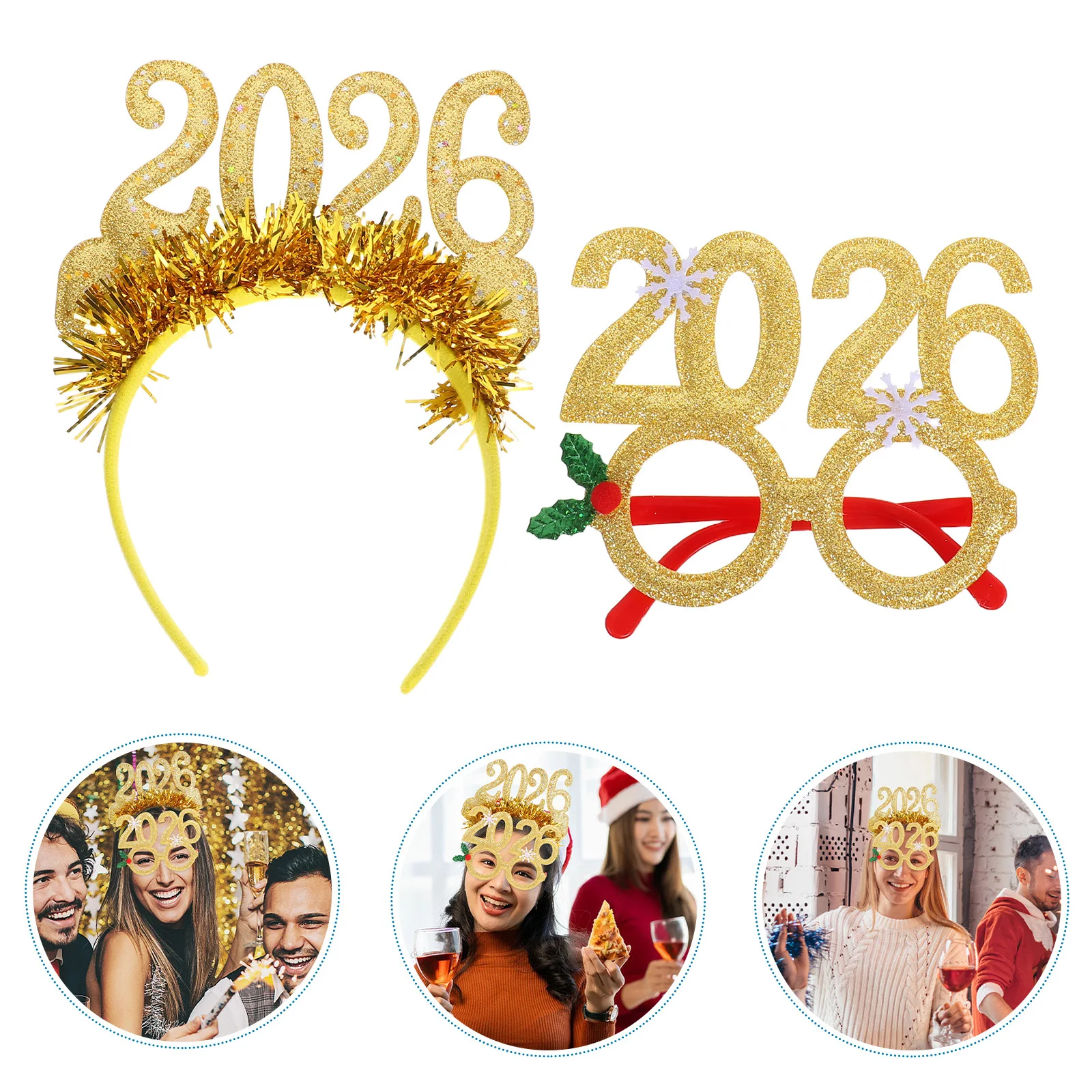 

1Set New Year Headband Decoration Festive Headwear Glitter Accessories Sparkly Hair Hoop for Party New Years Eve Headband