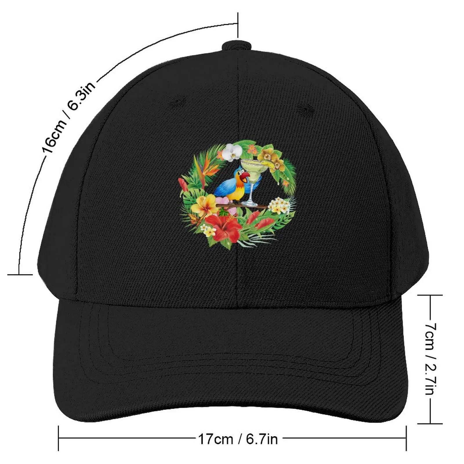 Parrot with a Margarita Baseball Cap Unique hats tea Hat Anime Men Golf Wear Women's