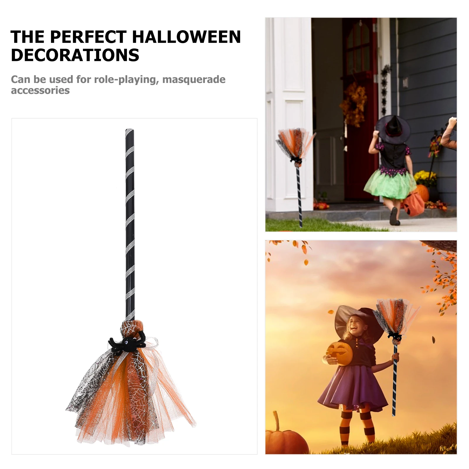 

Wizard Broom Halloween Witch Besom Decoration Prop Costumes High Quality Exquisite Party StageHaunted House Plastic