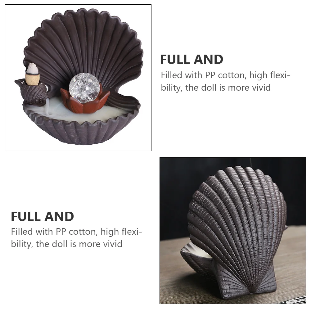 

Creative Backflow Incense Burner Shell Shaped Purple Clay Aromatherapy Furnace Led Lighting Desktop Decorative Burner Home Use
