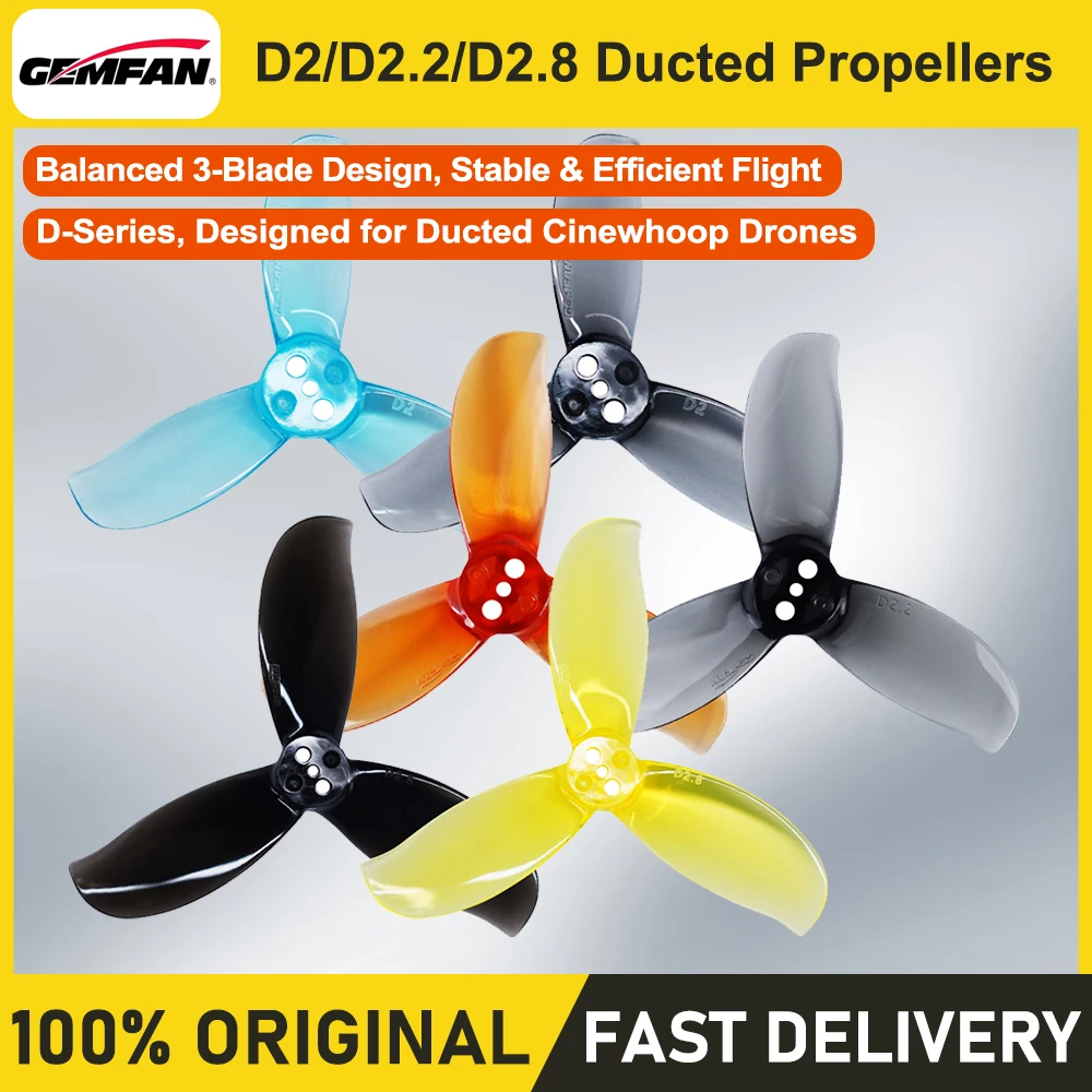 GEMFAN D-Series Ducted Propellers D2/D2.2/D2.8 3-Blade Props 2-2.8 Inch FPV Drone 4CW+4CCW