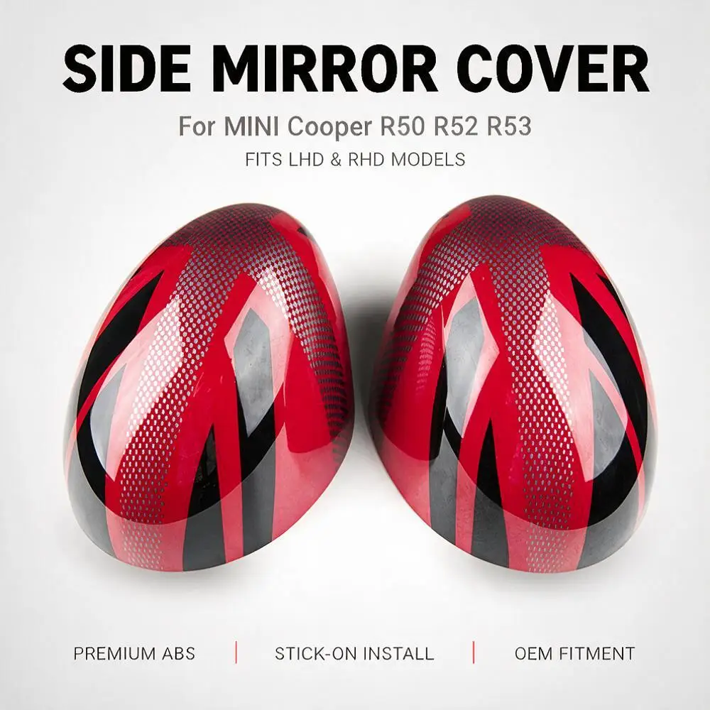 For MINI Cooper R50 R52 R53 2001-2008 ABS Union Jack Mirror Caps UK Flag Side Mirror Cover Stick-on LHD RHD