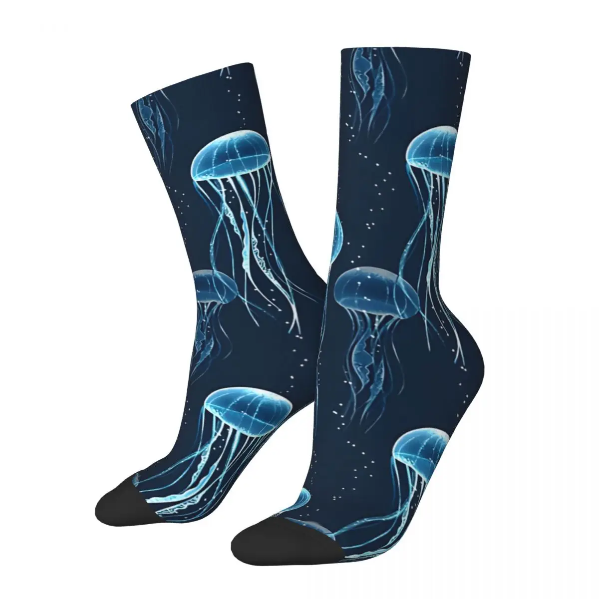 Retro Glowing Jellyfish Men's Socks Jellyfish Unisex Harajuku Pattern Printed Crazy Crew Sock Gift