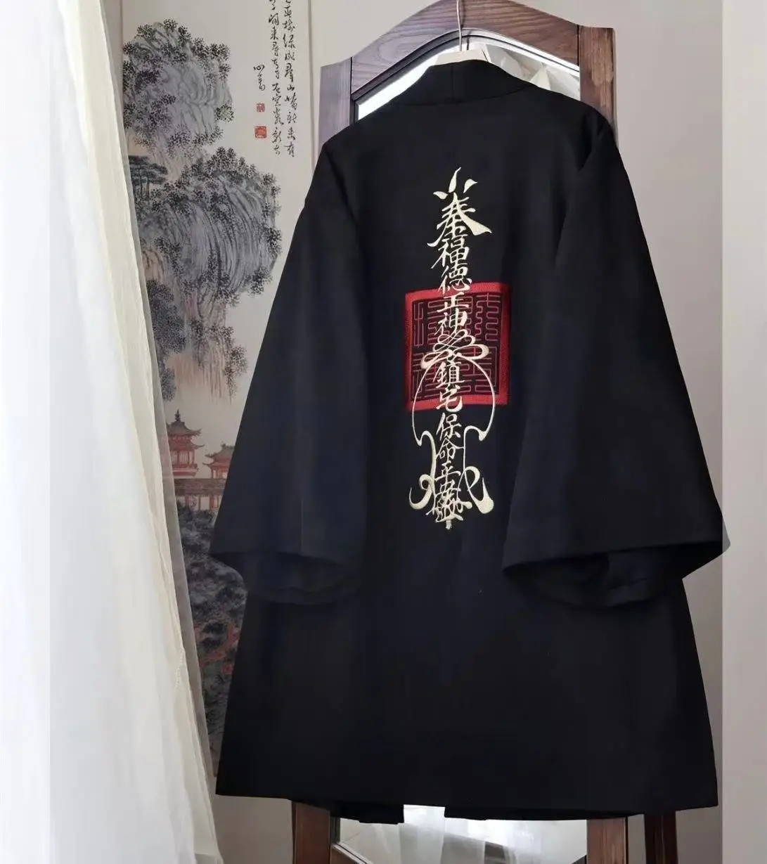 

New Chinese Style Tops Men Women Mid-length Loose Fit Embroidery Overcoat Carnival Street Cosplay Costume Daily Y2K Niche Coat