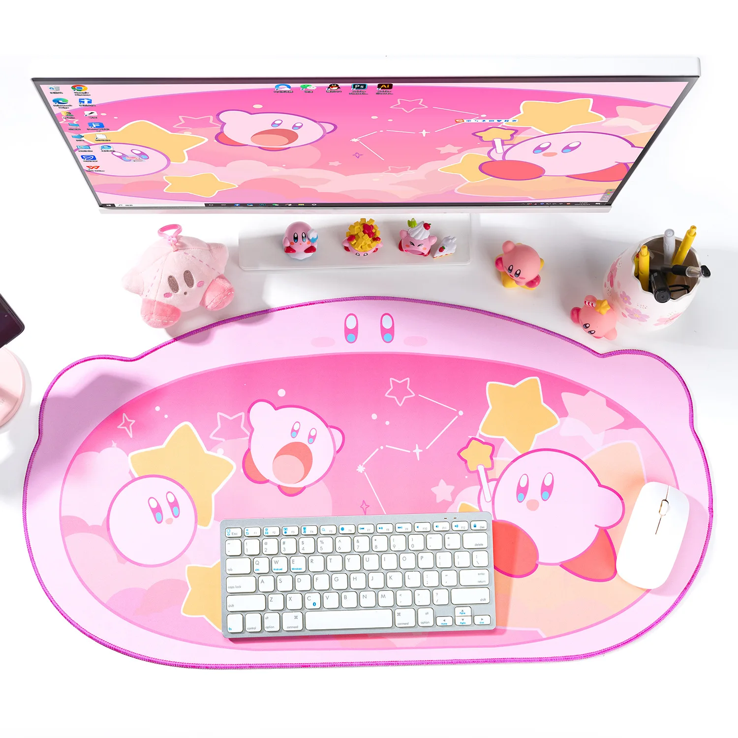 Cartoon Kirby Game Mouse Pad Oversized Thickened Non-slip Office Study Table Mat Kawaii Cute Girl Computer Keyboard Mouse Pad