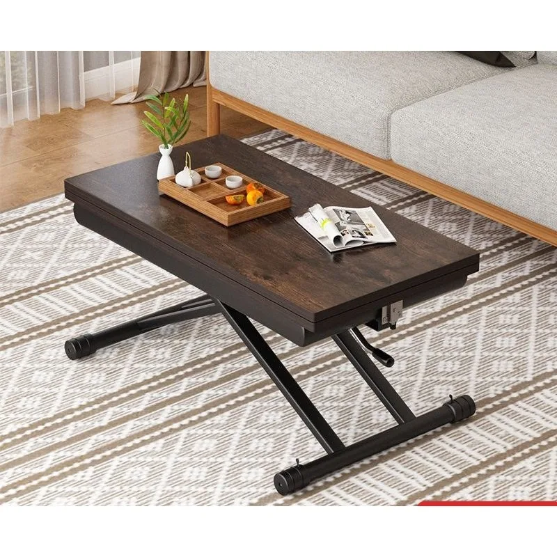 Small apartment multi-functional rock slab mobile lifting folding tea table integrated dining table dual-purpose