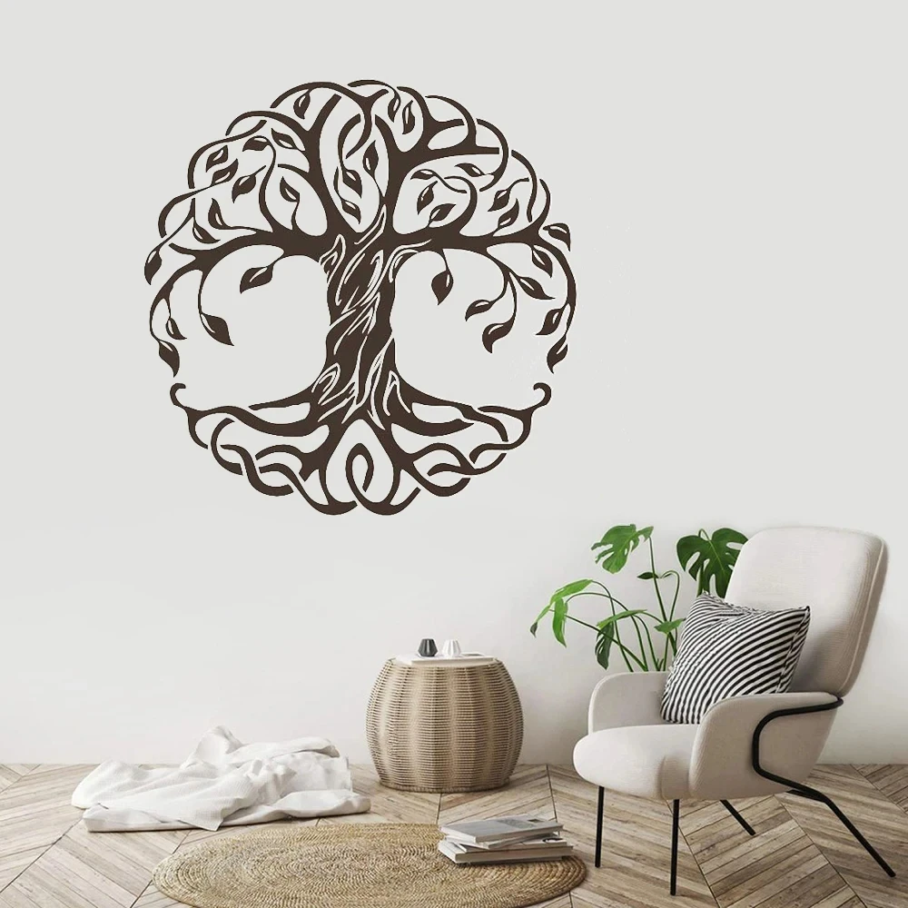 1 pc cool Mandala Circle Trees Wall Sticker Self Adhesive Vinyl Waterproof Wall Art Decal For Living Room Kids Room wallpaper