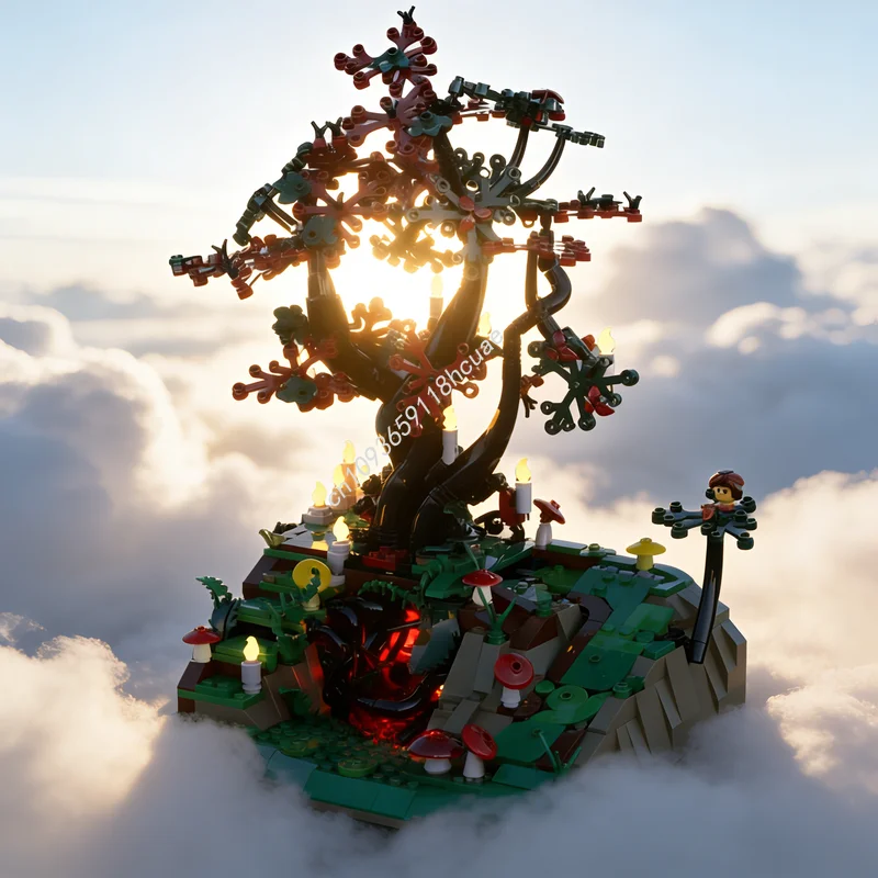 

862 деталей, коллекционные минифигурки MOC, Дунгэны и Драгони, модель «Ритуальное дерево», конструктор, игрушка, подарок на Рождество для детей