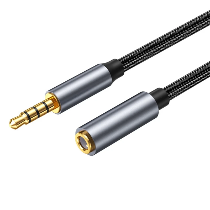 3.5mm Jack Aux Audio Male to Female Extension Cable with Sleeve 4 Pole with Microphone Stereo for PC Headphone Car Speaker Mic