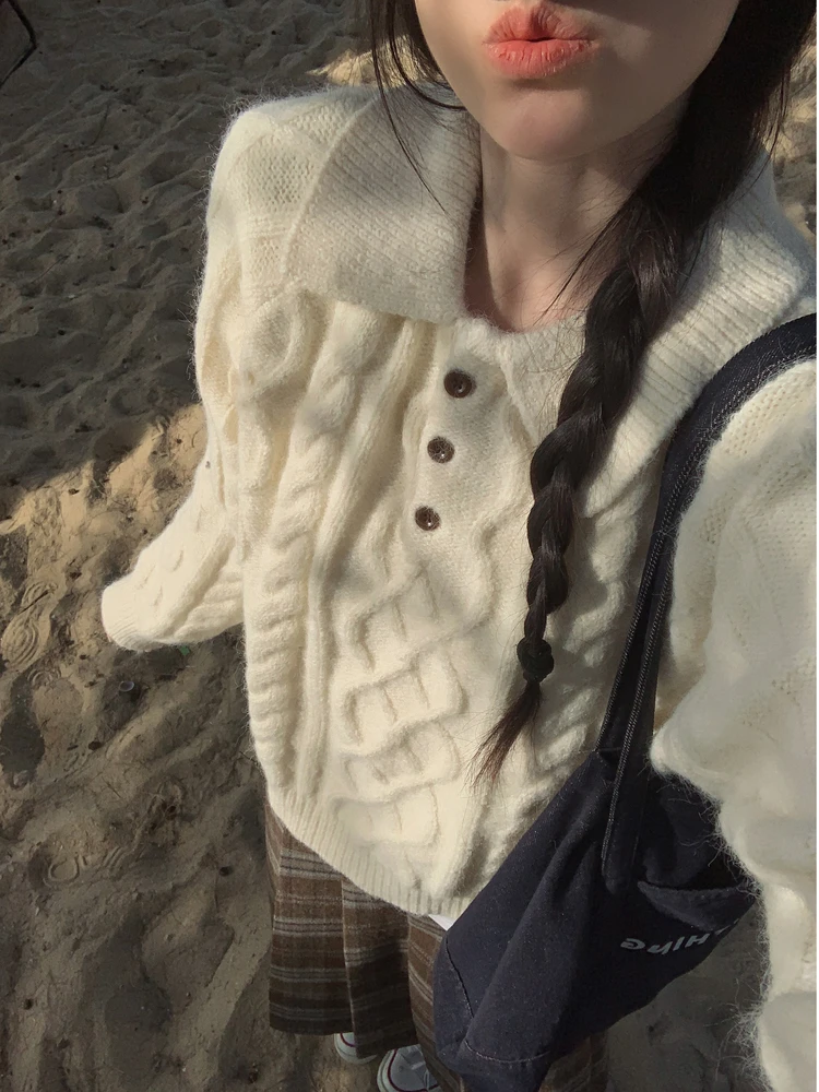 

Cisas Aosphere Thiened Collar Knitted Sweater New Year Red Women's Loose Fit Soft Long Sve Warm Inner Top