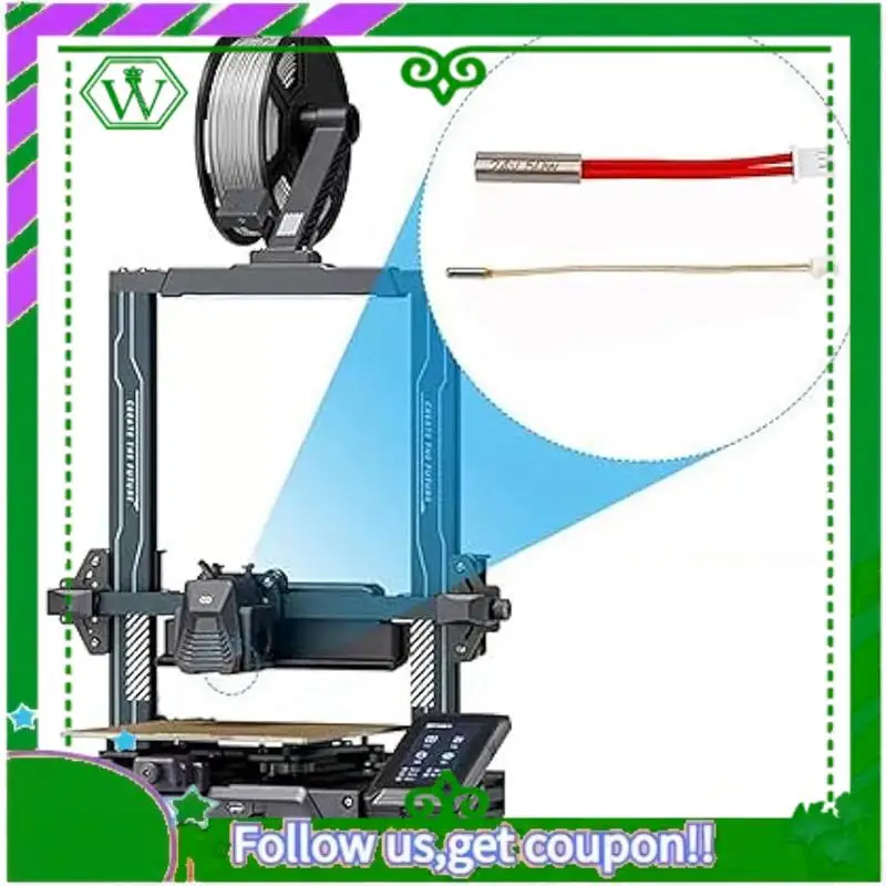 ABIK-4 Piece Heater Cartridge High Temperature Sensor Heating Tube 24V 50W Thermistor As Shown For Neptune 4 Pro/Plus/Max 3D Pri